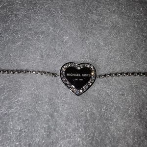 Michael Kors Stainless Steel and Pavé Crystal Heart Chain Bracelet for Women